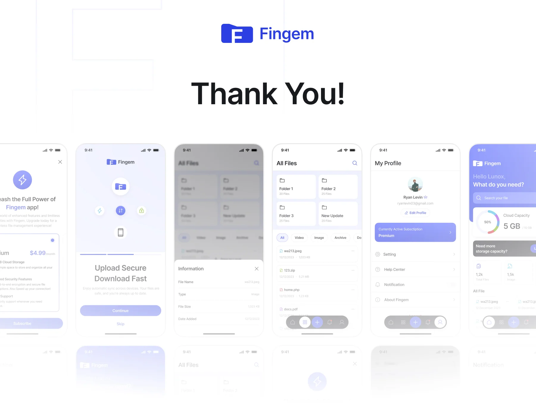 Fingem - Cloud File Management App UI Kit 6