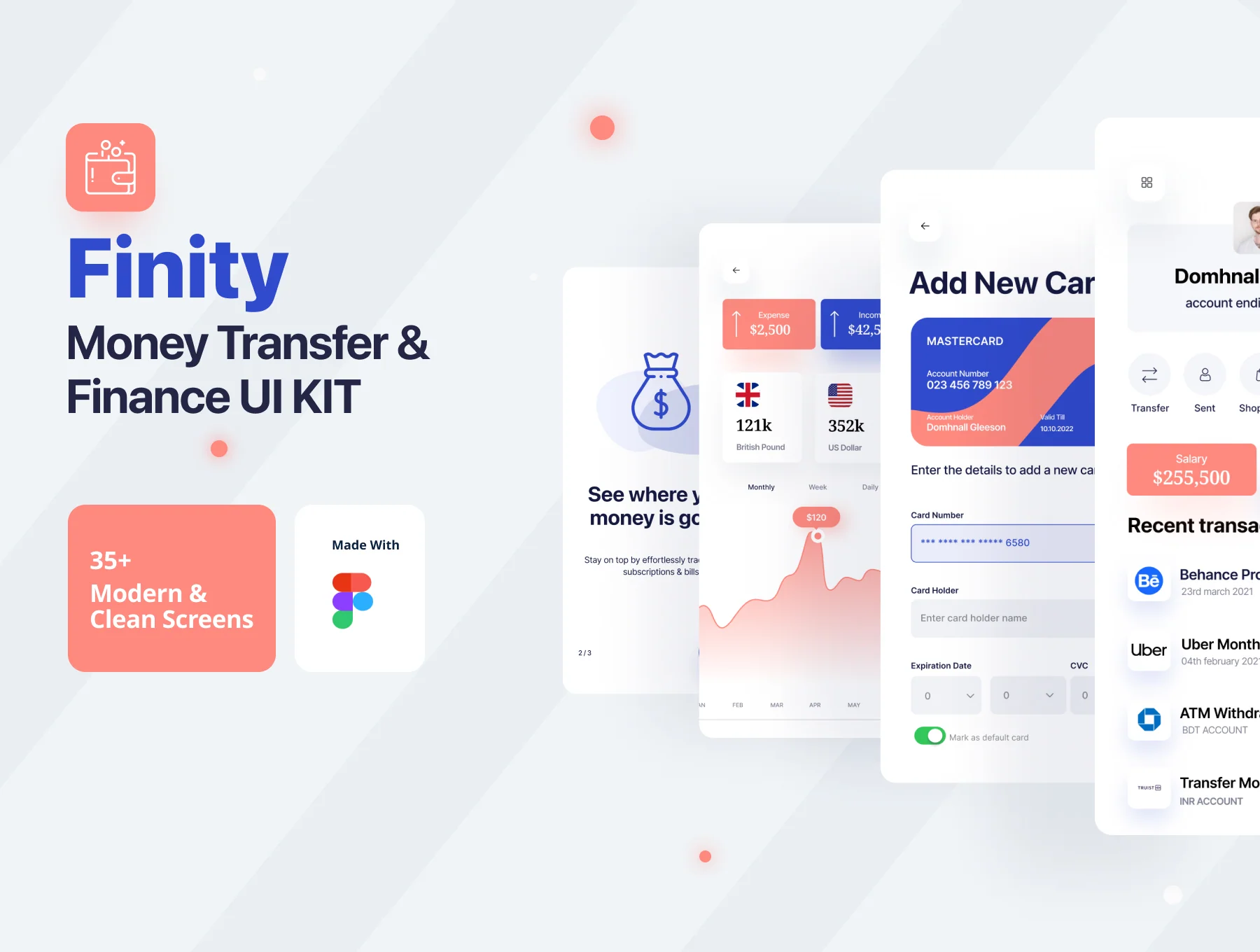 Finity App UI Kit For Banking, Finance and Money Transfer Kit
