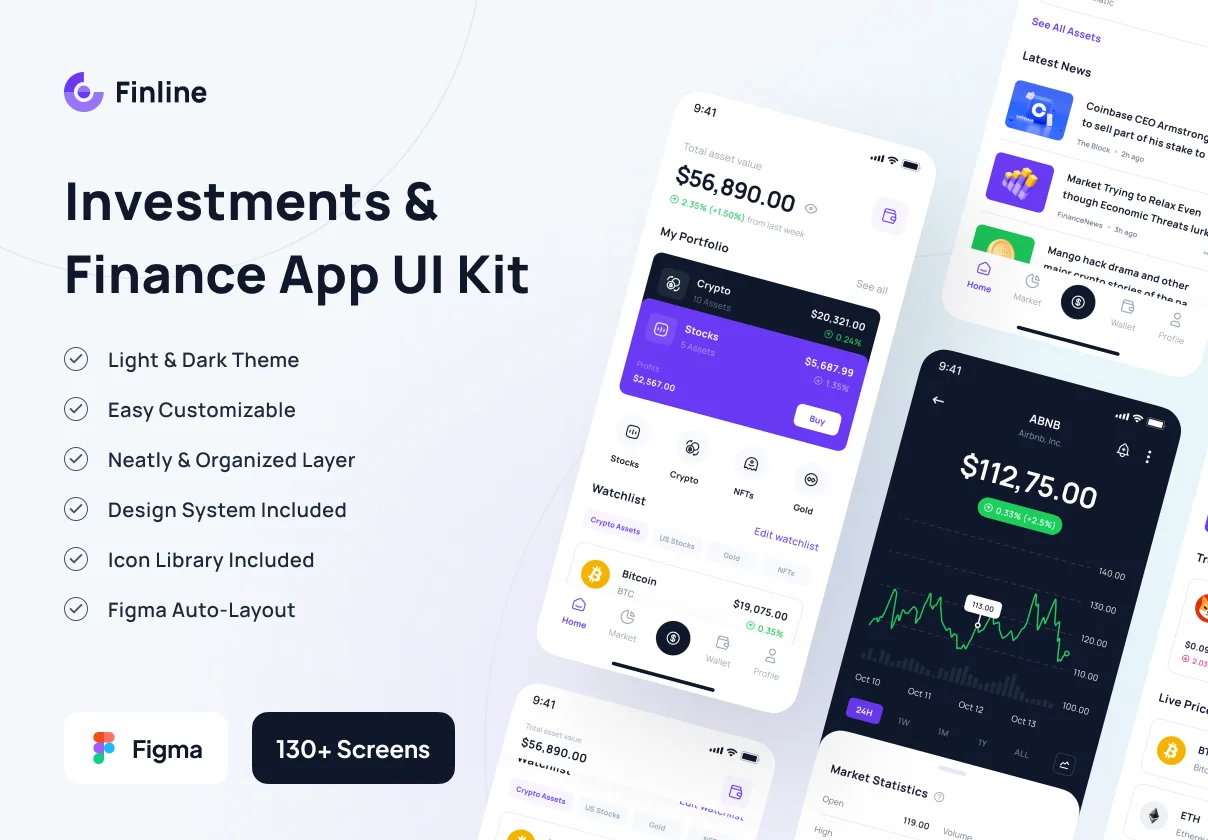 Finline - Investments & Finance App UI Kit