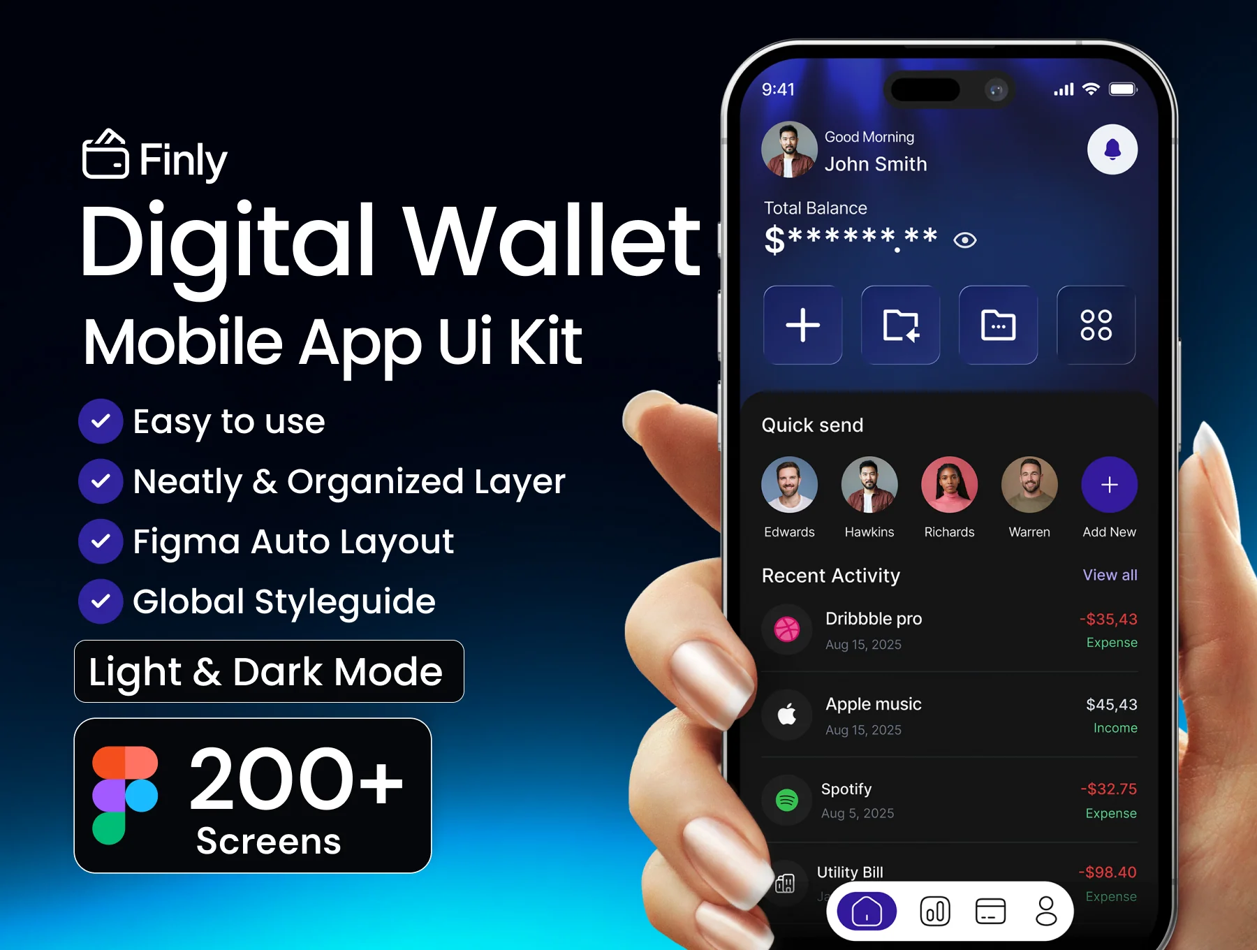 Finly Digital Wallet Mobile App UI kit