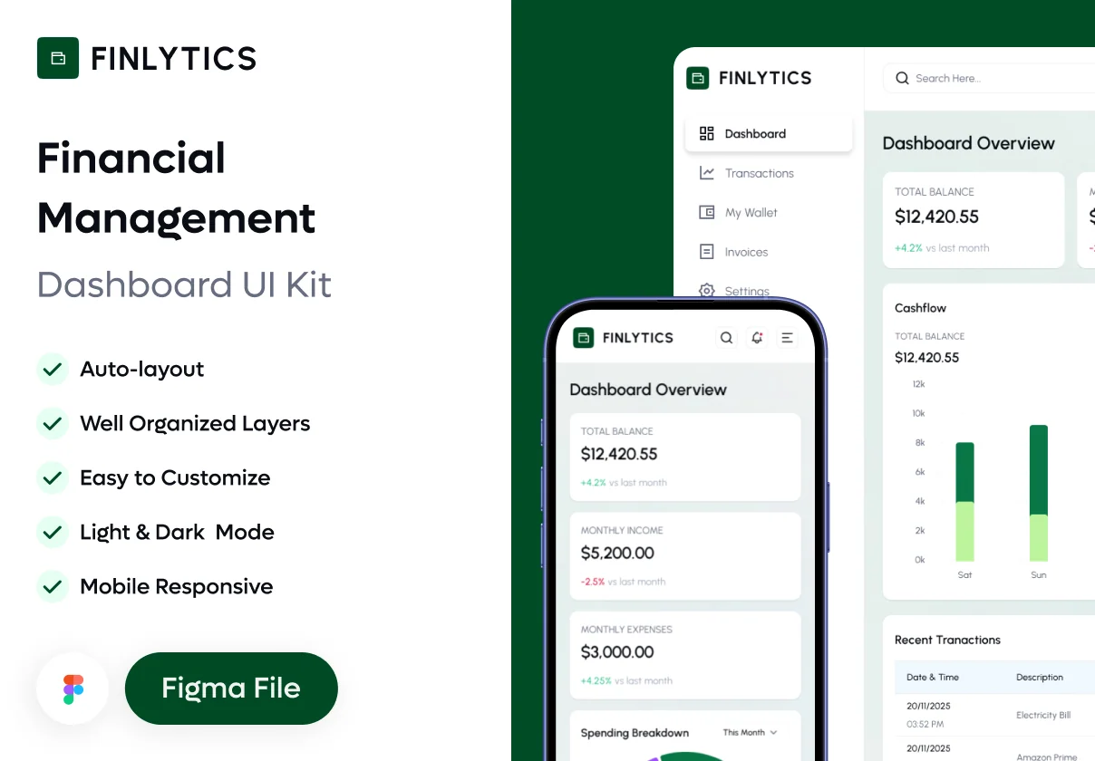 Finlytics - Financial Management Dashboard UI Kit