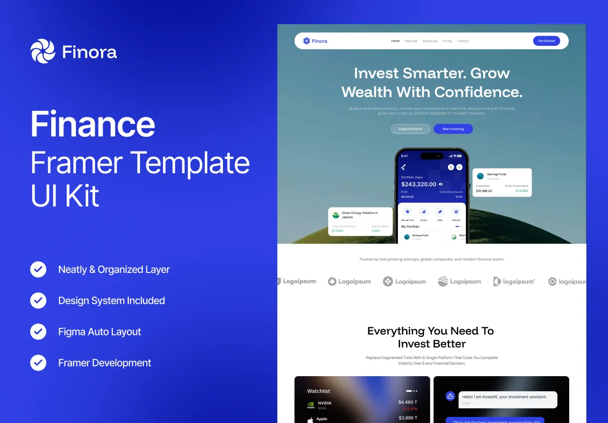 Finora – Finance Framer Website Template