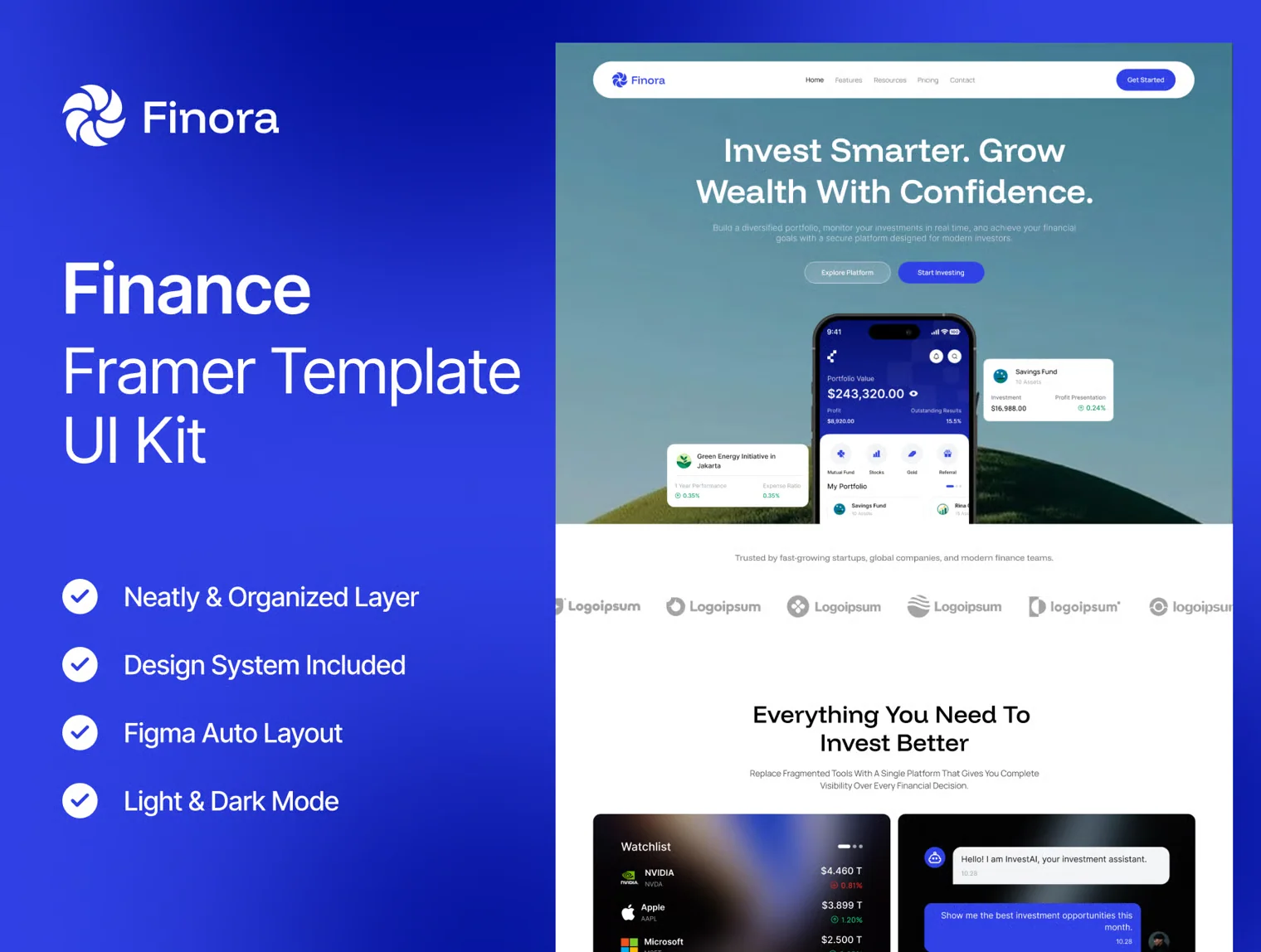 Finora – Finance Framer Website Template