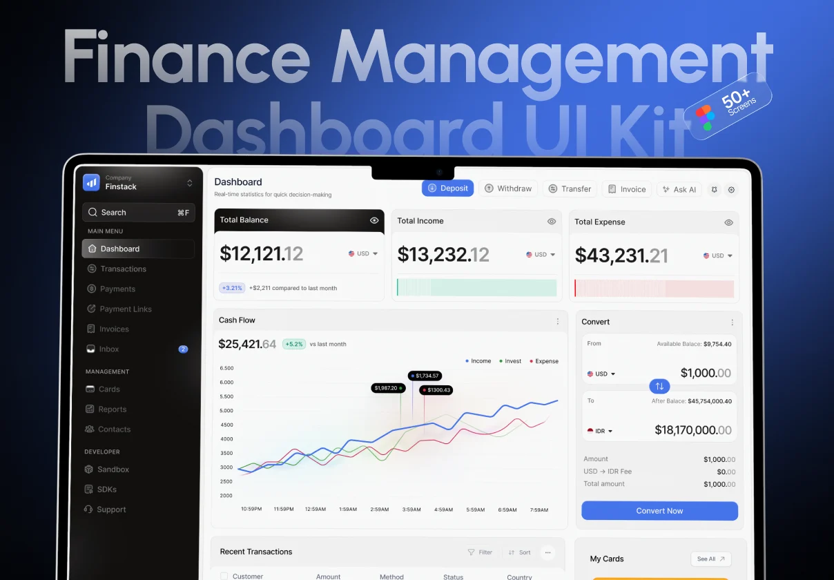 Finstack - Finance Management Dashboard UI Kit