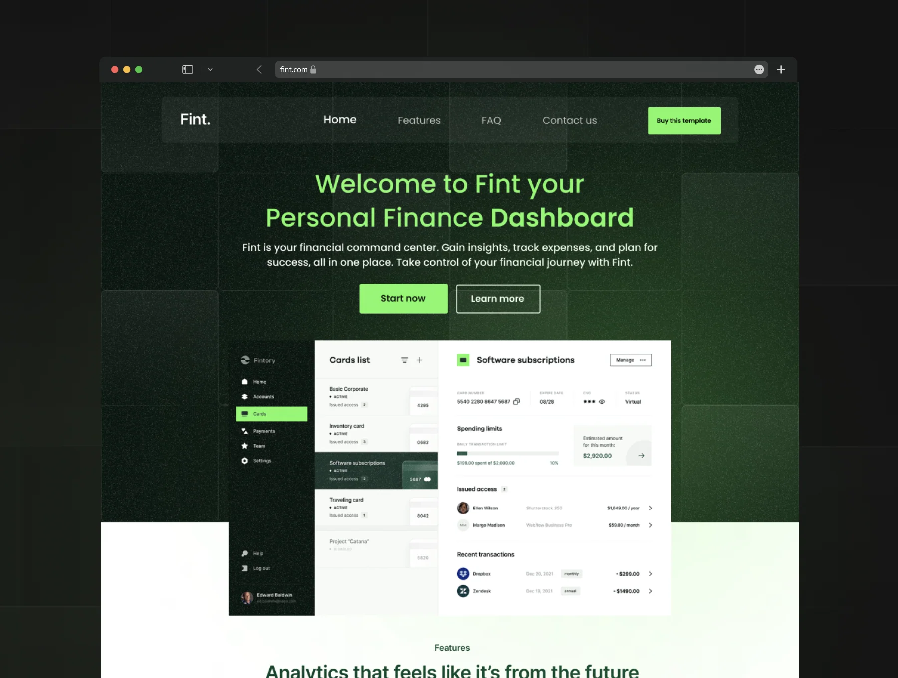 Fint - Modern Finance Landing Page Template 3