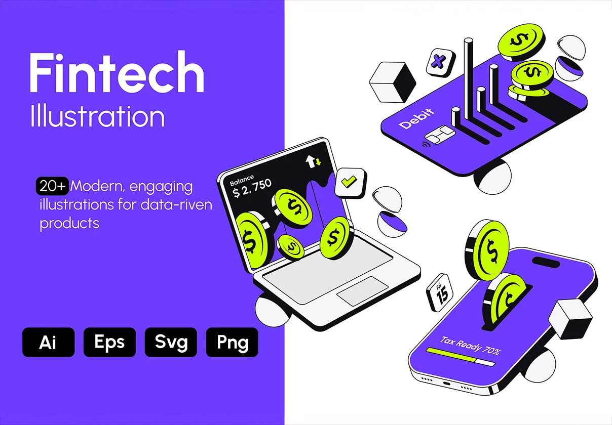 Fintech App Illustration Set