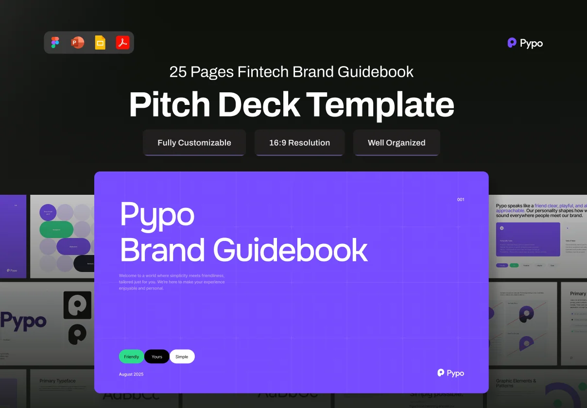 Fintech Brand GuideBook Pitch Deck - Pypo