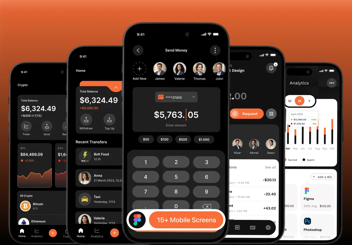 Fintech Finance Manage Mobile UI Kit — Dark Theme