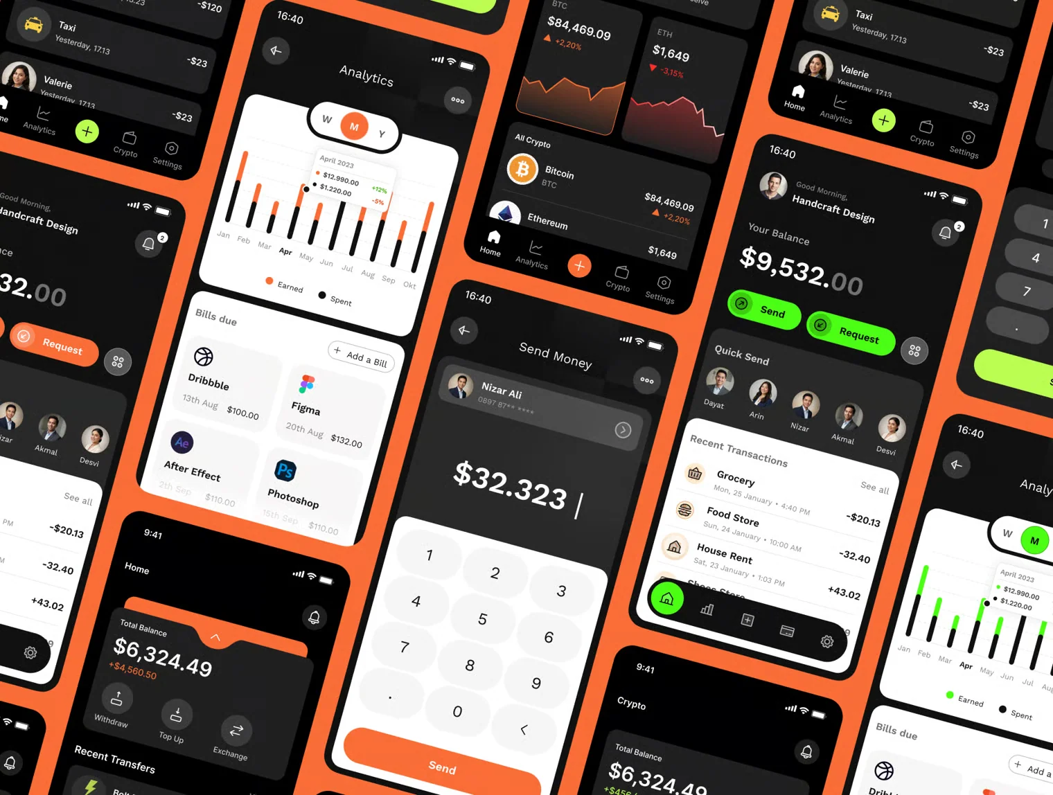 Fintech Finance Manage Mobile UI Kit — Dark Theme 4