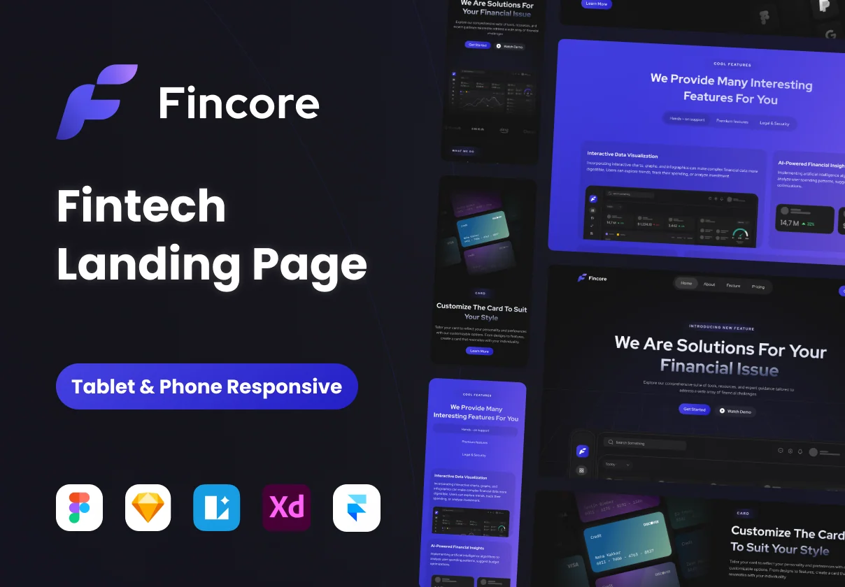 Fincore - Landing Page Kit Template for Fintech
