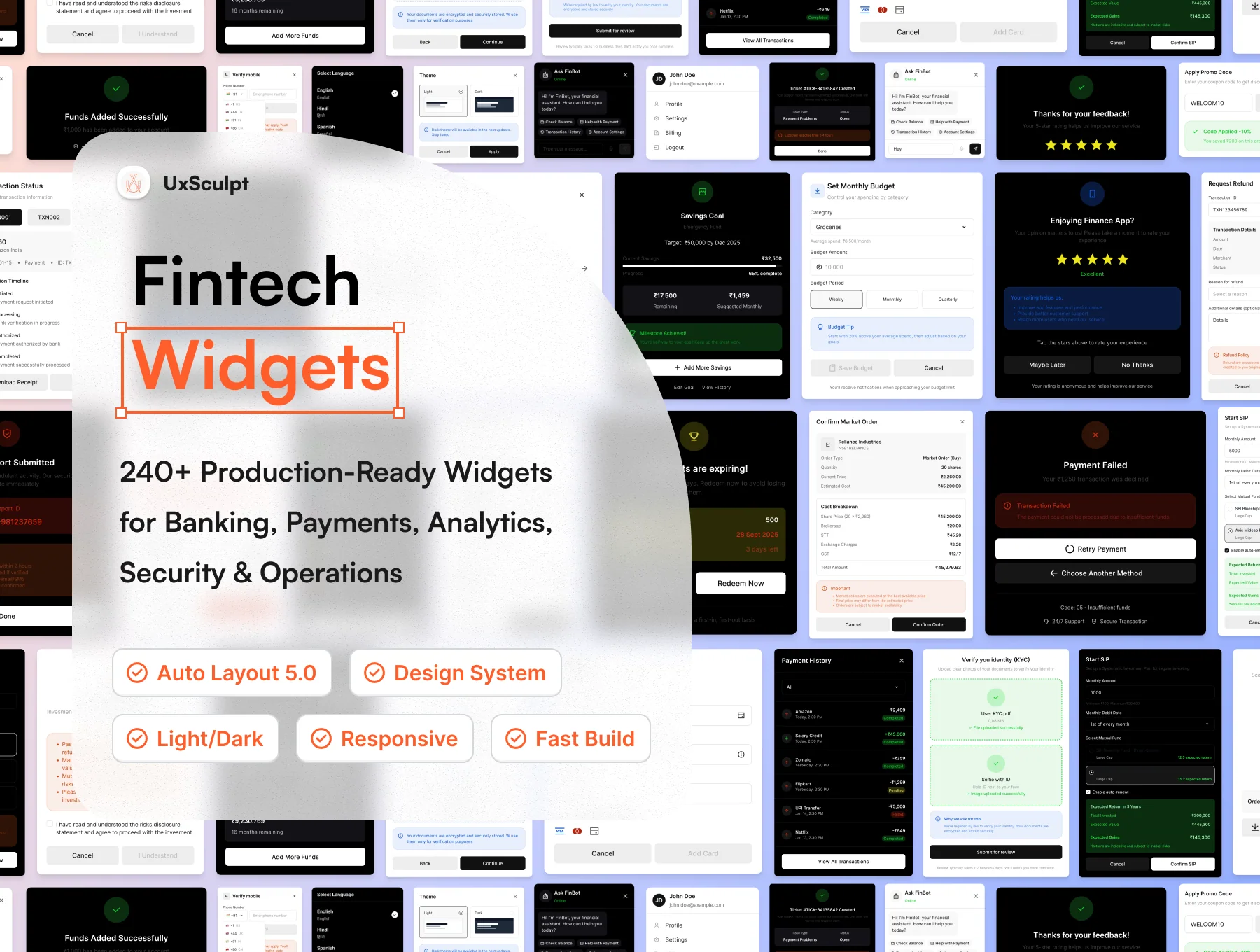 Fintech Widgets Pack – 240 Production-Ready UI Widgets for Fintech Products