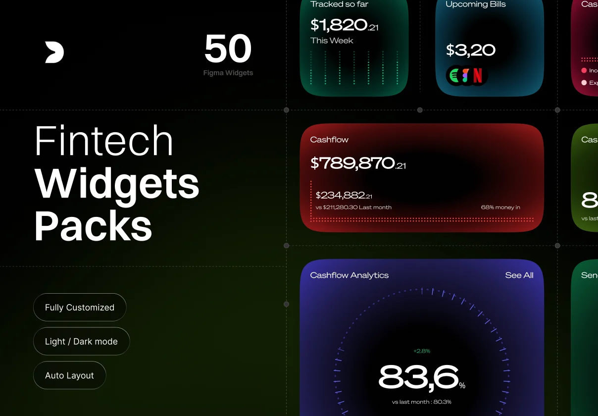 Fintech Widgets Pack – Futuristic UI Dashboard System