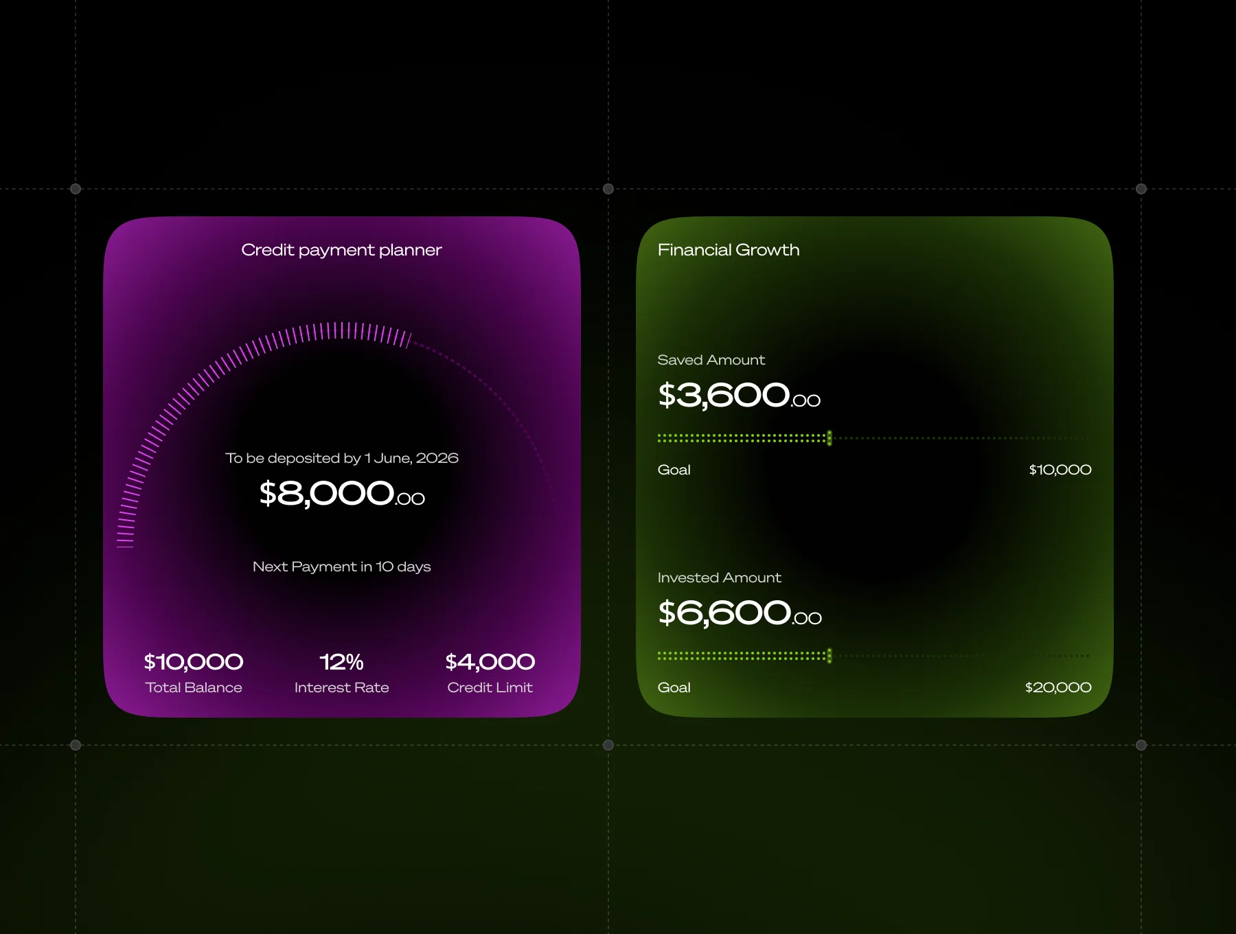 Fintech Widgets Pack – Futuristic UI Dashboard System 4
