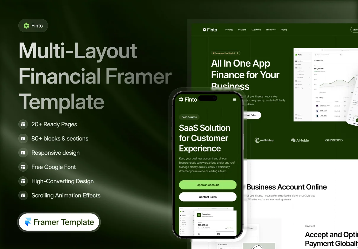 Finto - Finance Website Framer Template