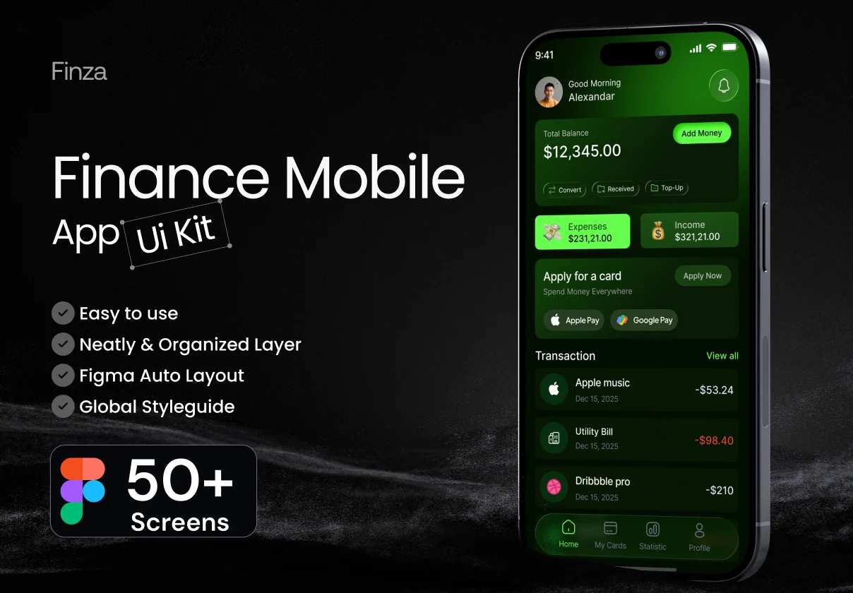 Finza – Finance Mobile App UI Kit