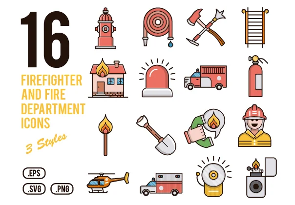 16 Firefighter Icons
