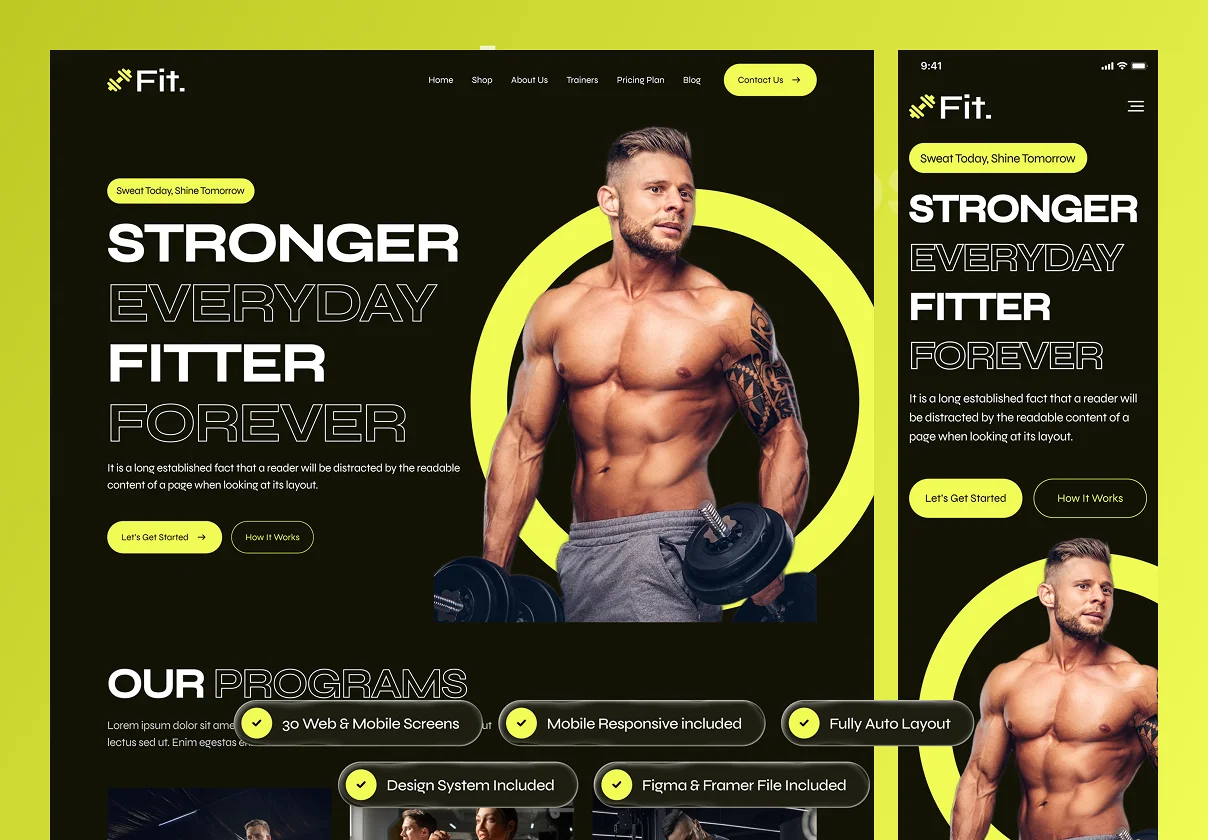 Fit - Fitness Workout Website Framer Template