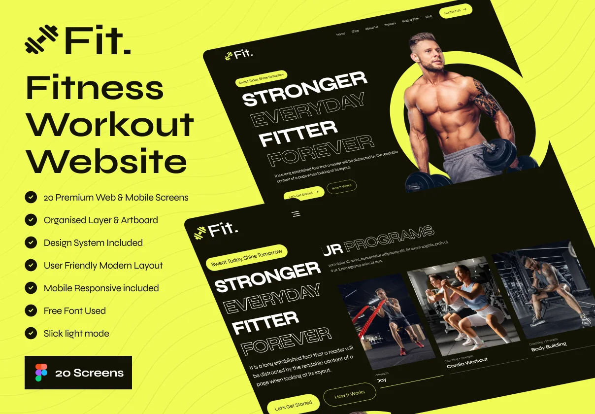 Fit - Fitness Workout Website UI Kit