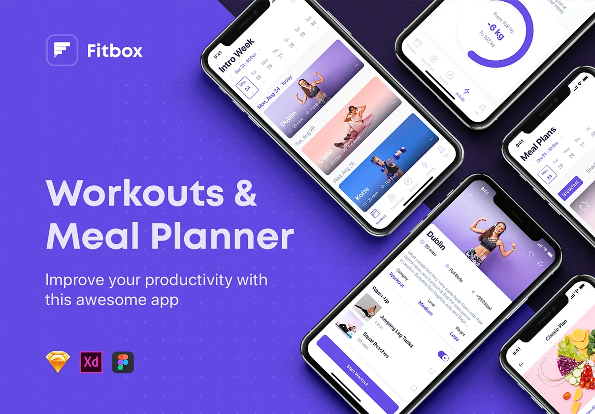 Fitbox - Workouts & Meal Planner UI Kit