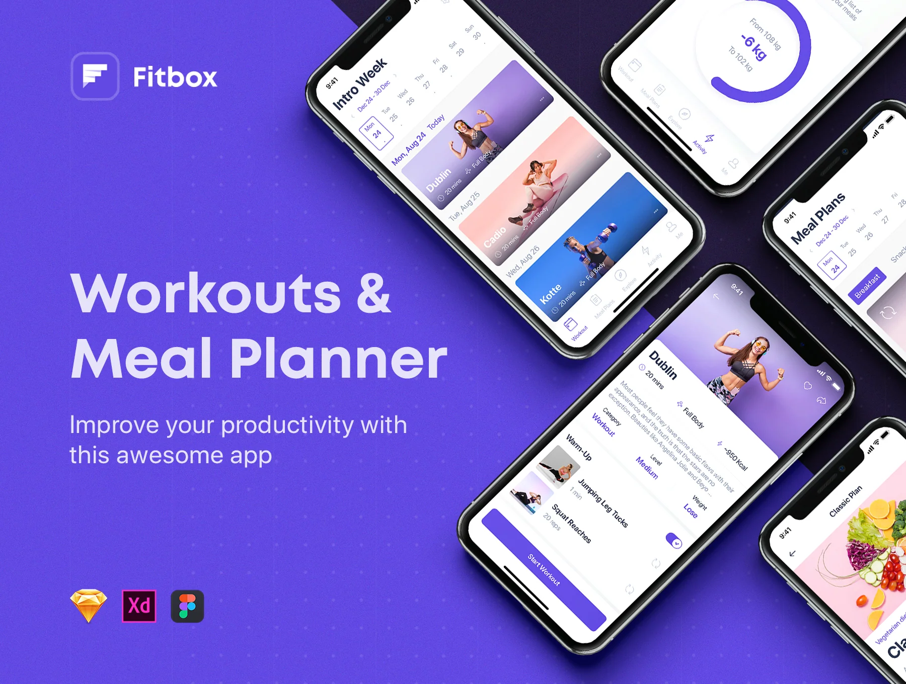 Fitbox - Workouts & Meal Planner UI Kit