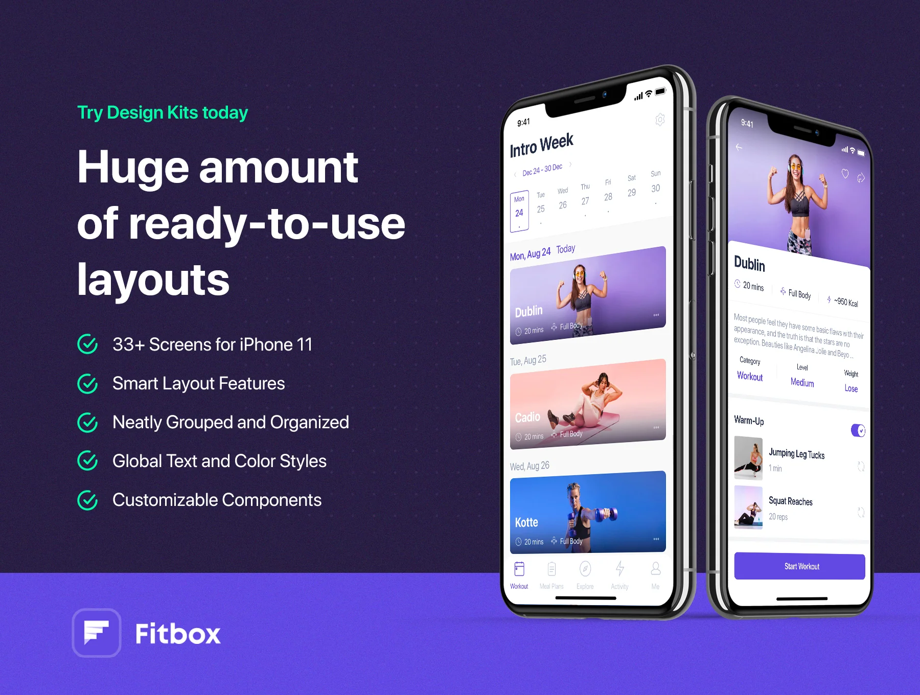 Fitbox - Workouts & Meal Planner UI Kit 4