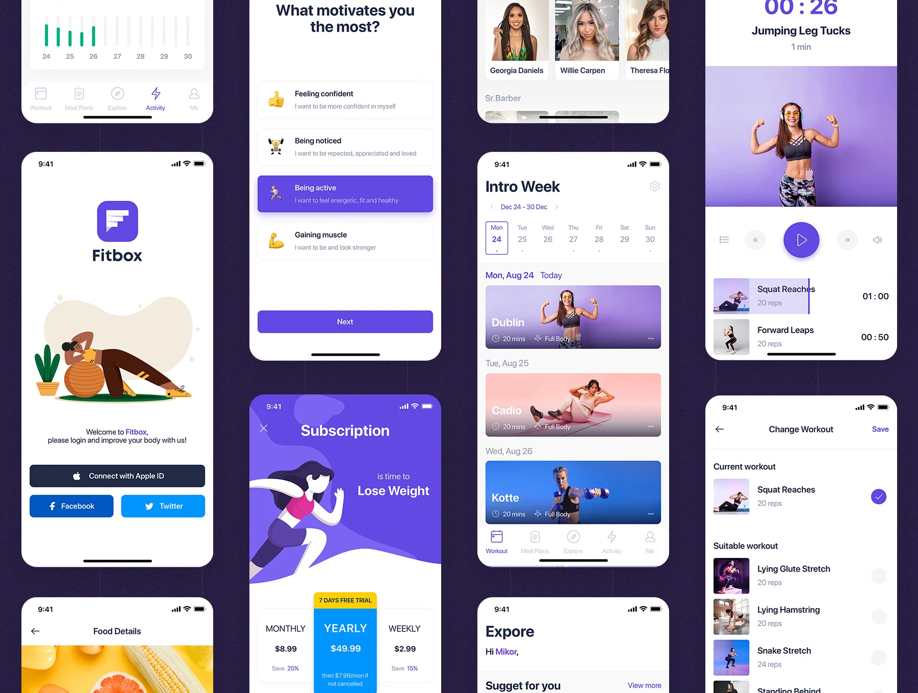 Fitbox - Workouts & Meal Planner UI Kit 7
