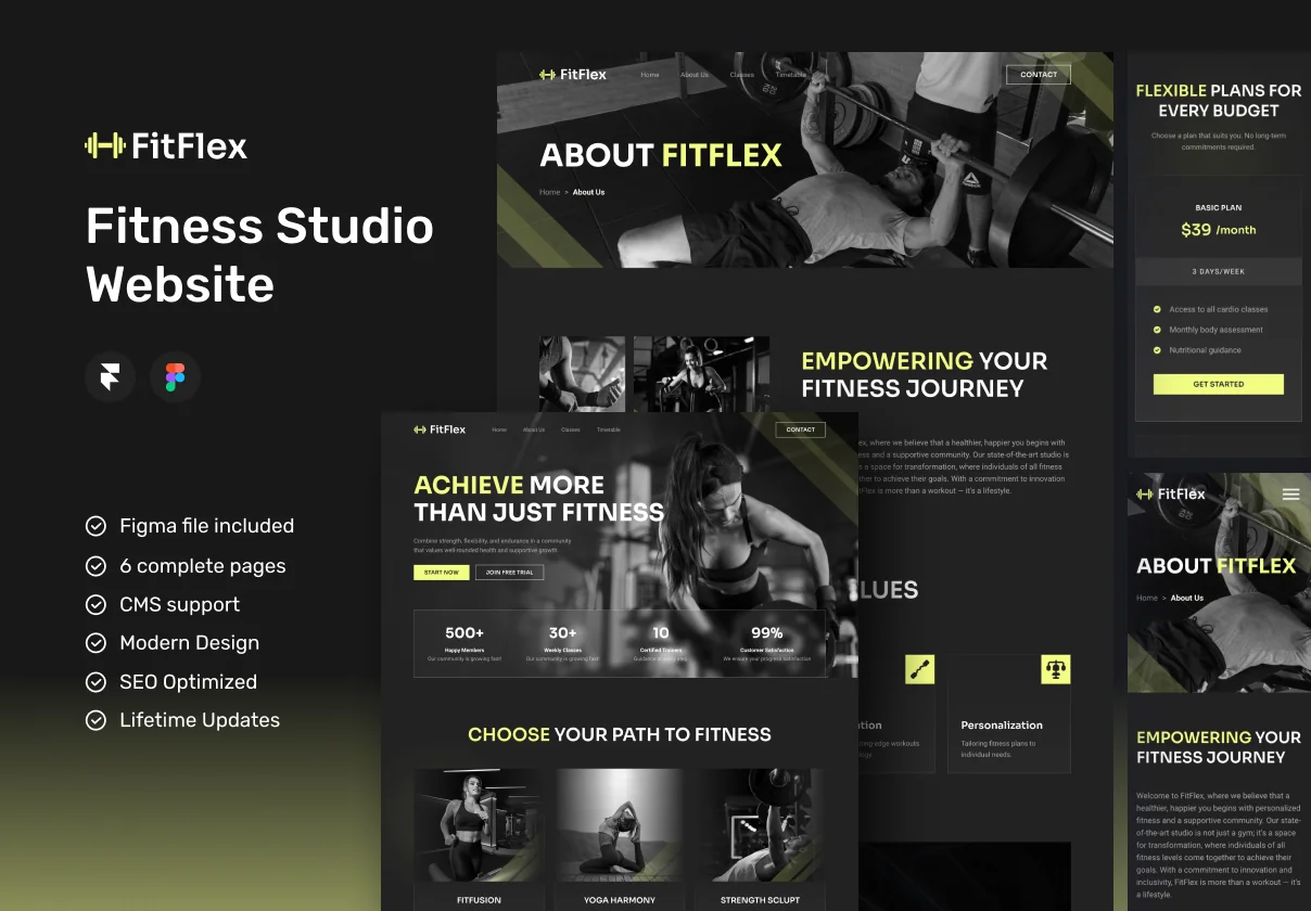 FitFlex - Fitness Studio Website Framer Template