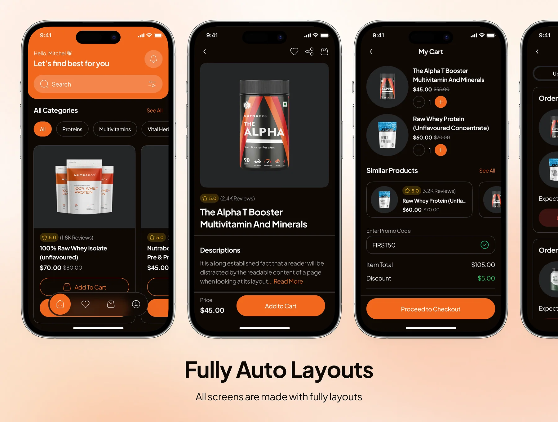 FitIQ - Health Supplement Ecommerce App UI Kit 4