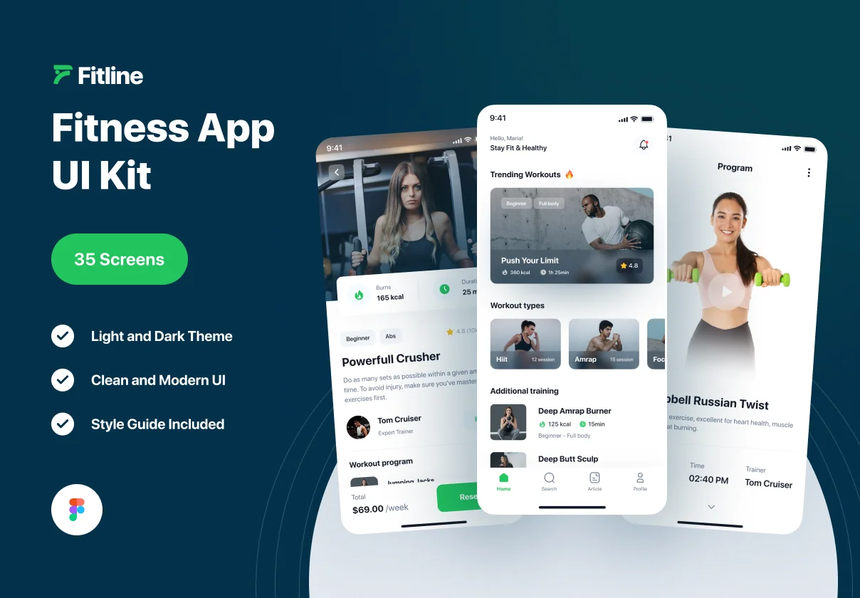 Fitline - Fitness & Workout App UI Kit