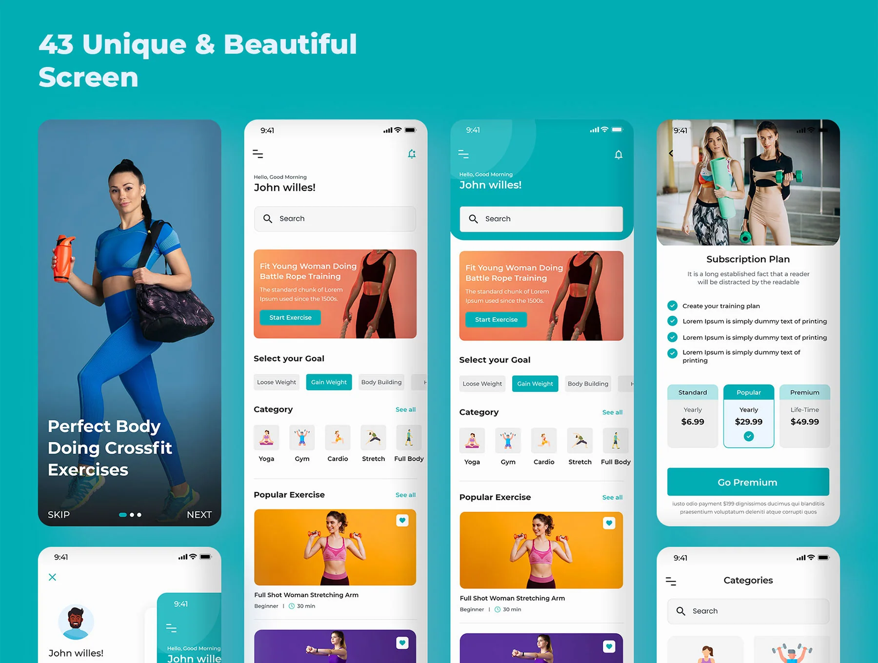 FitMeal - Workouts & Meal Planner | Fitness Mobile UI Kit 2