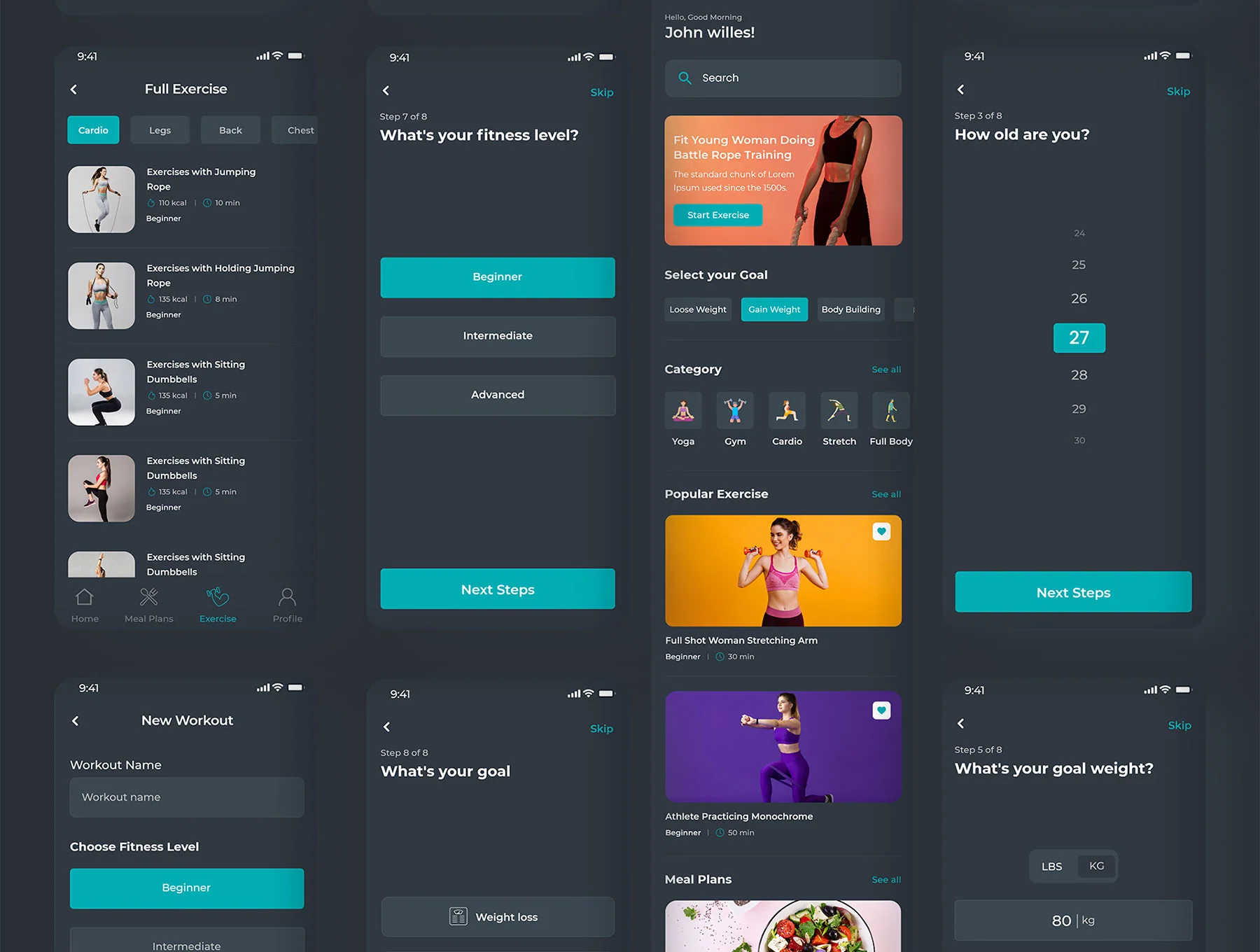 FitMeal - Workouts & Meal Planner | Fitness Mobile UI Kit 8
