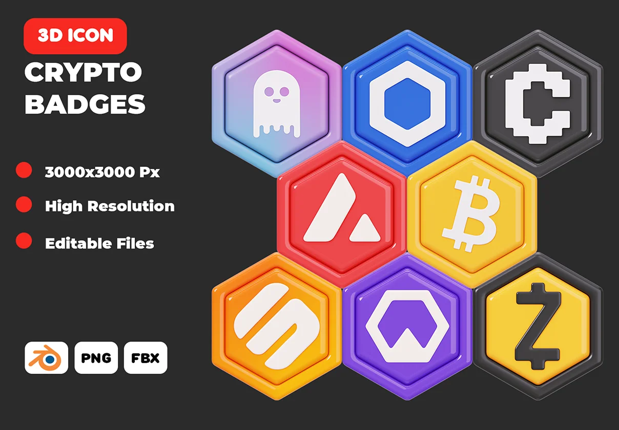 Crypto Badges 3D Icon Pack