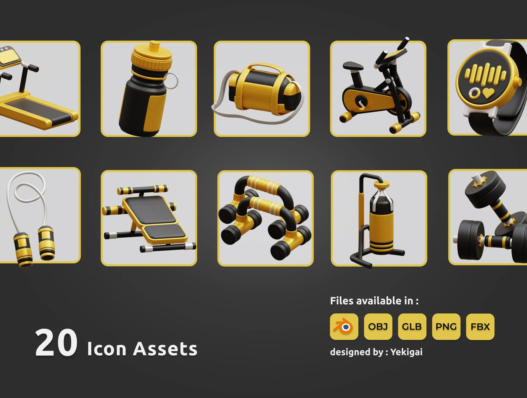 Fitness and Gym 3D Icon Pack 6
