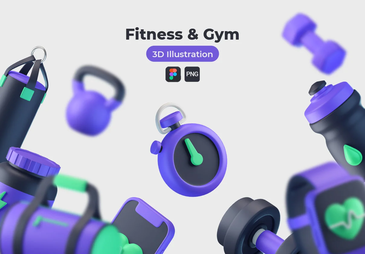 Fitness and Gym 3D Icons
