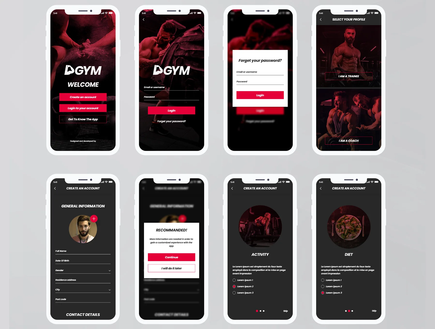 Fitness and Workout Mobile Application UI-Kit 2