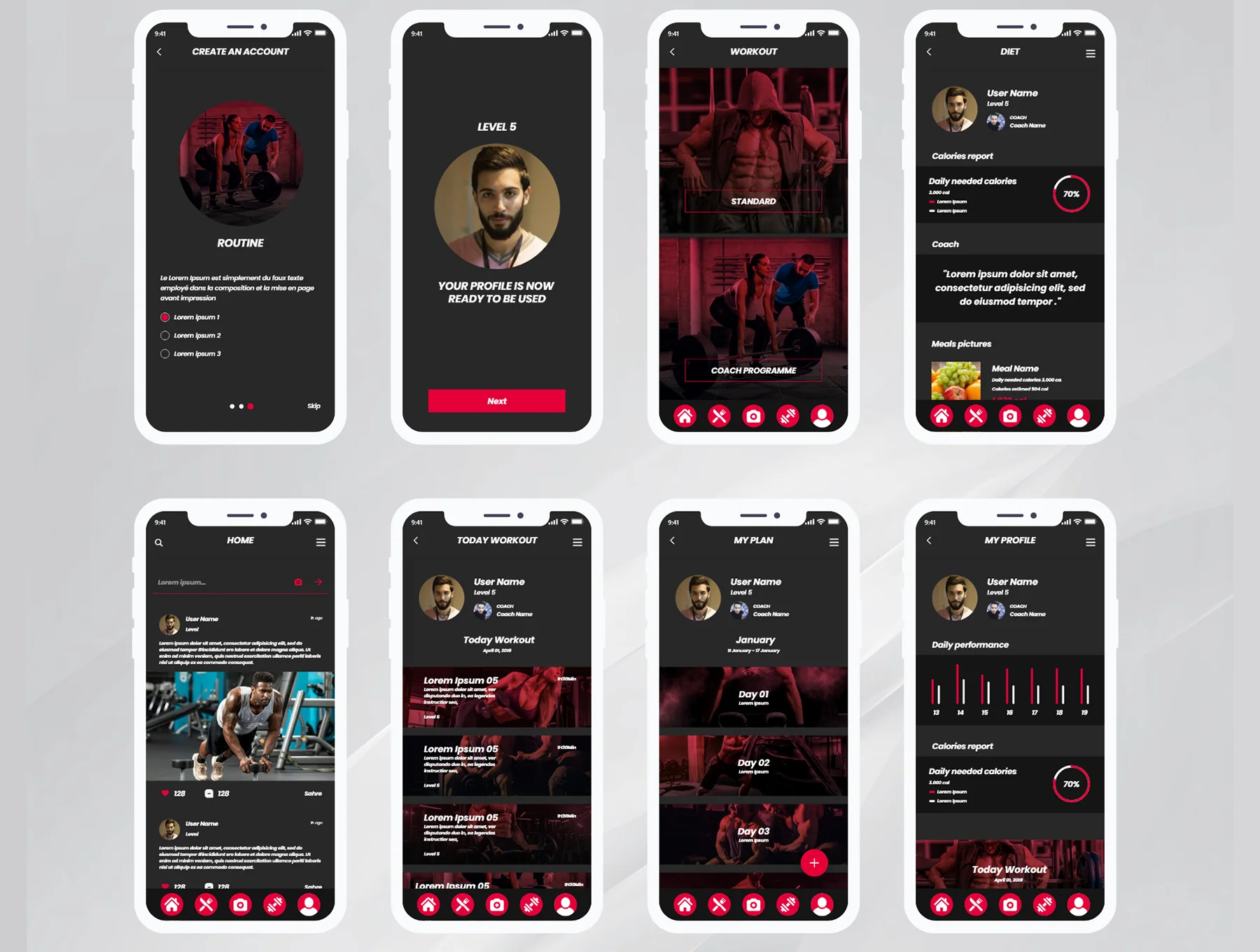 Fitness and Workout Mobile Application UI-Kit 3