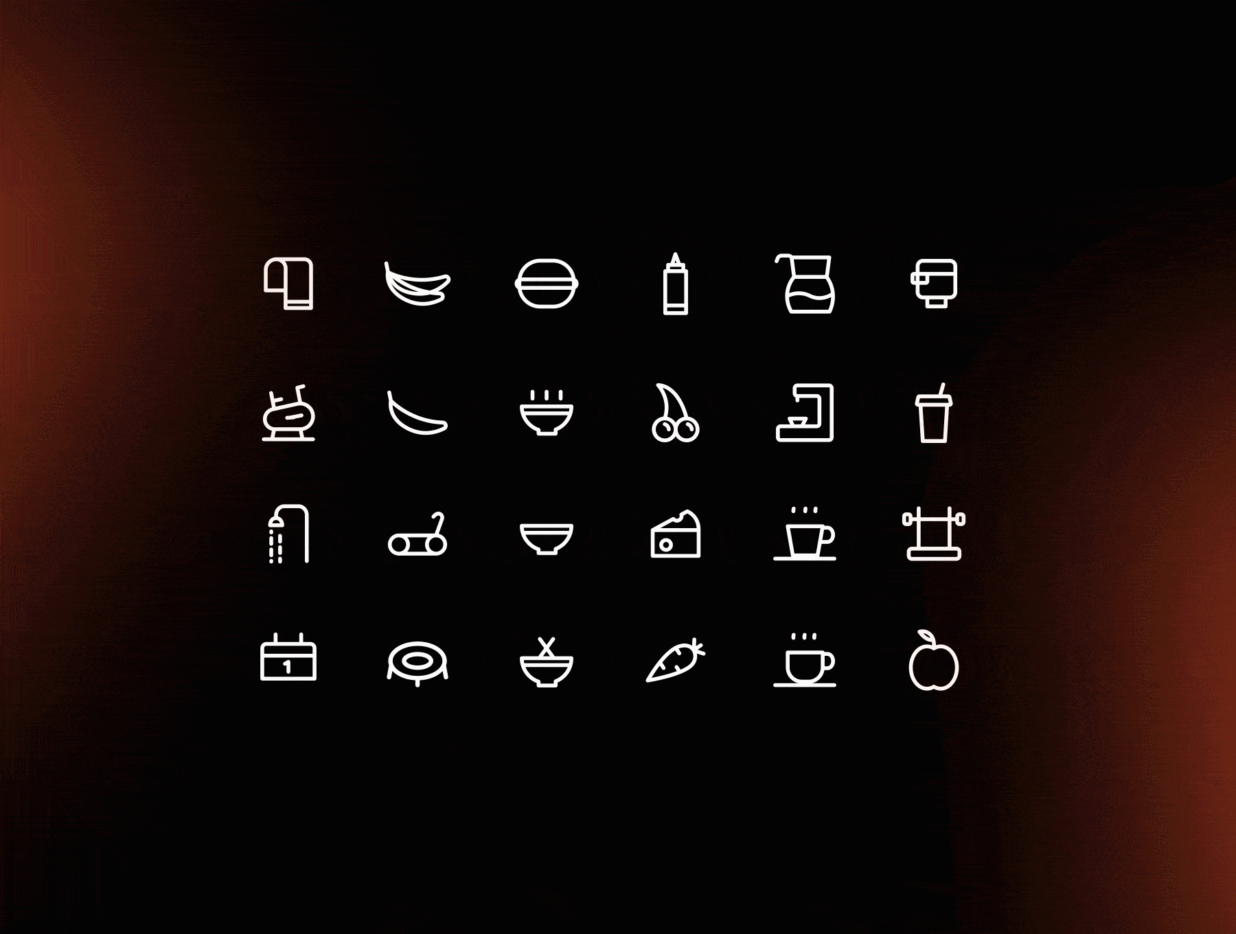 Fitness, Food and Restaurant animated icons 3