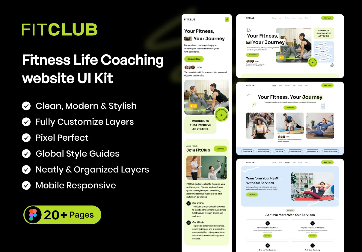 Fitness Life Coaching Website UI Kit