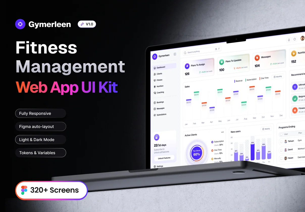 Fitness Management Web App UI Kit