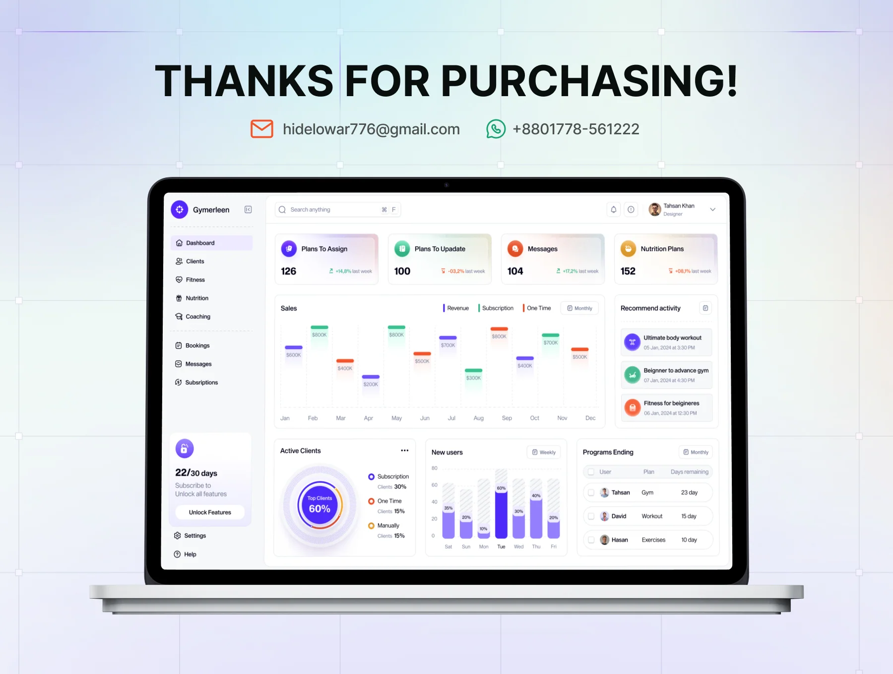 Fitness Management Web App UI Kit 8