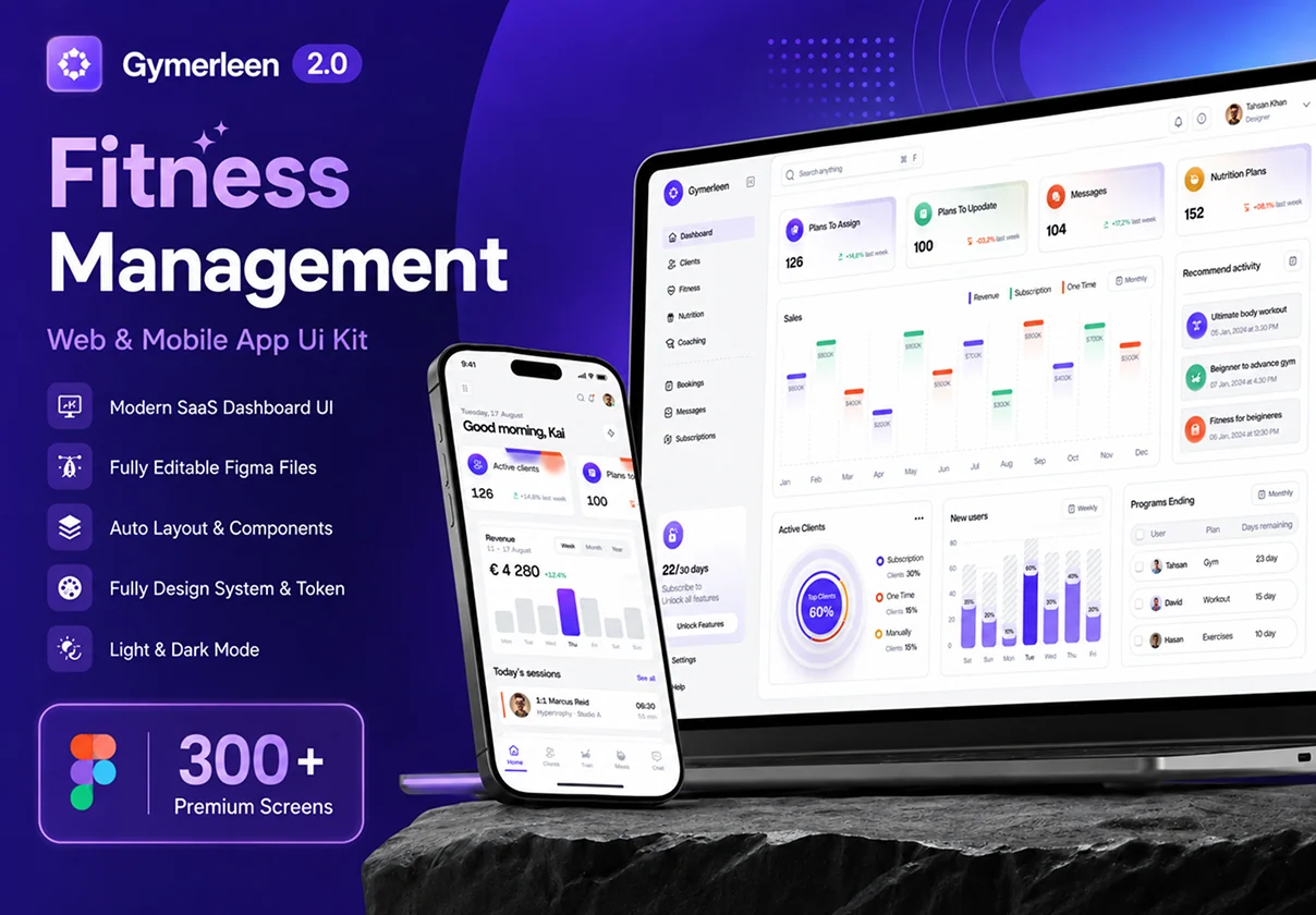 Fitness Management Web & Mobile App UI Kit