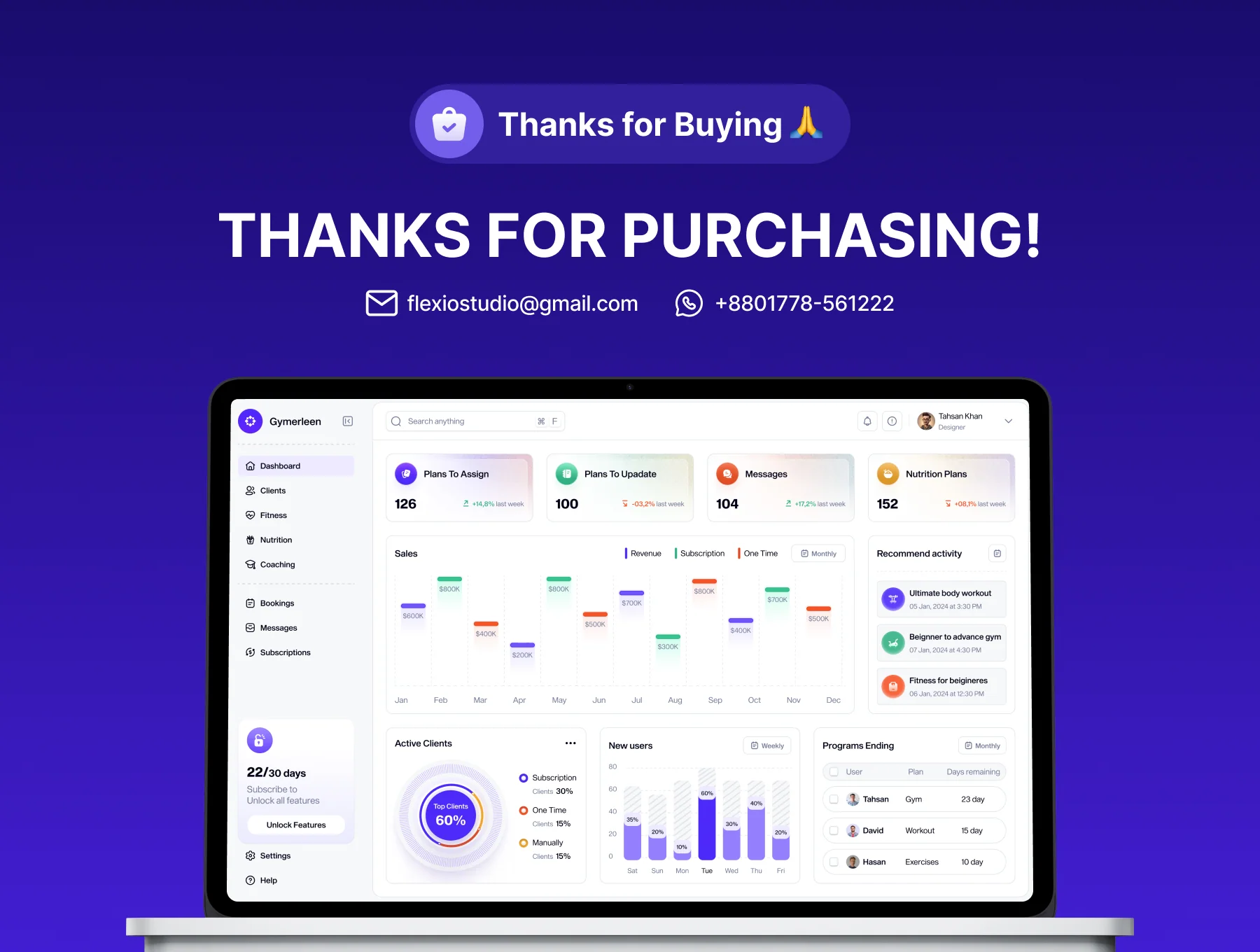 Fitness Management Web & Mobile App UI Kit 8