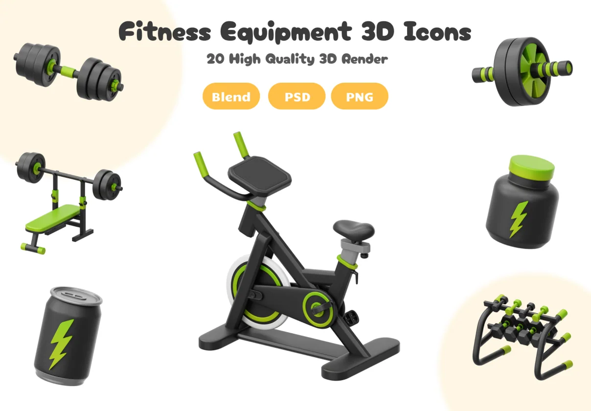 Fitness & Workout Equipment 3D Icon