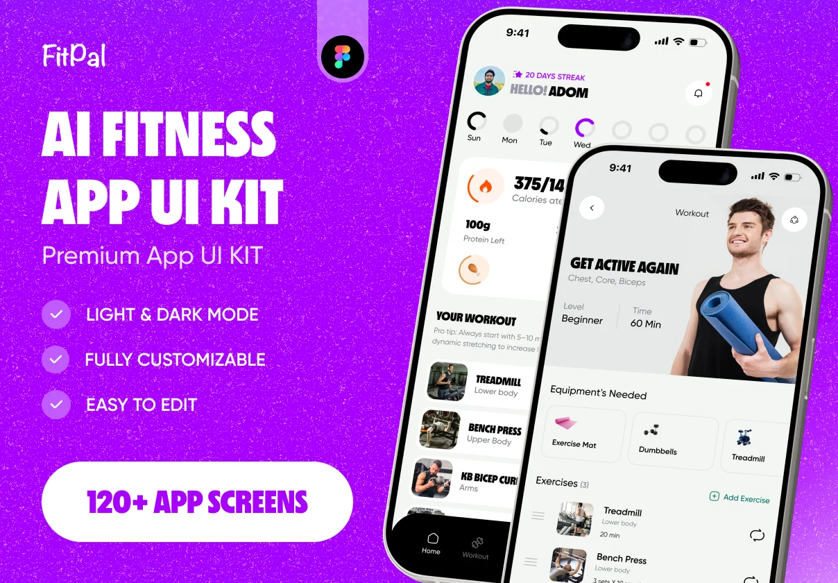 FitPal – Fitness & Meal Planner App UI Kit