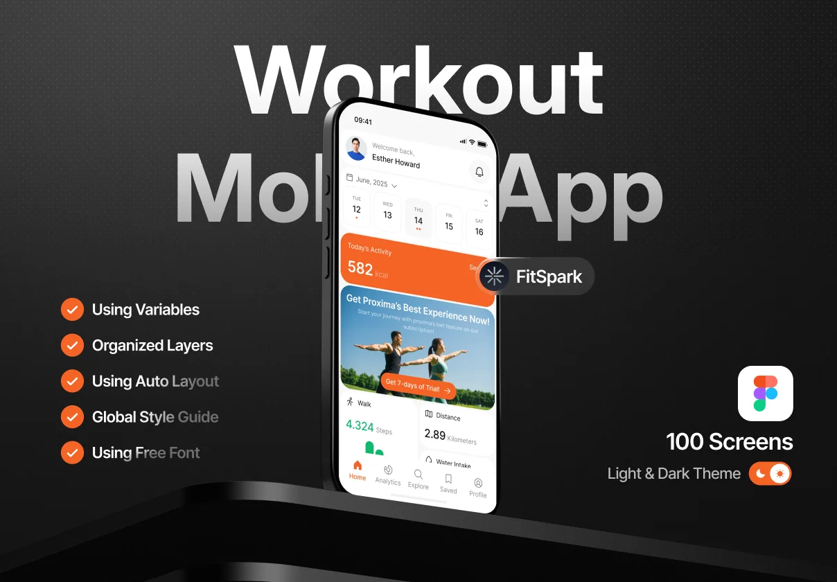 FitSpark - Workout Mobile App UI Kit