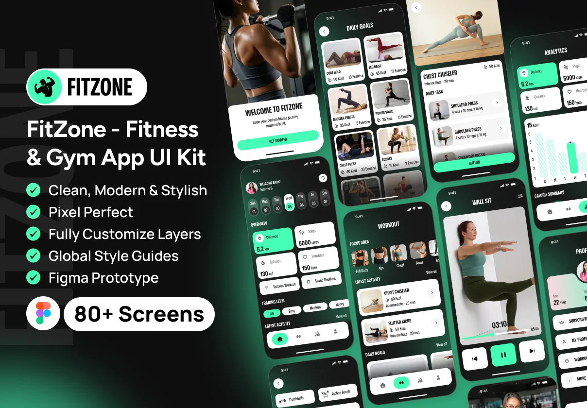 FitZone - Fitness & Gym App UI Kit