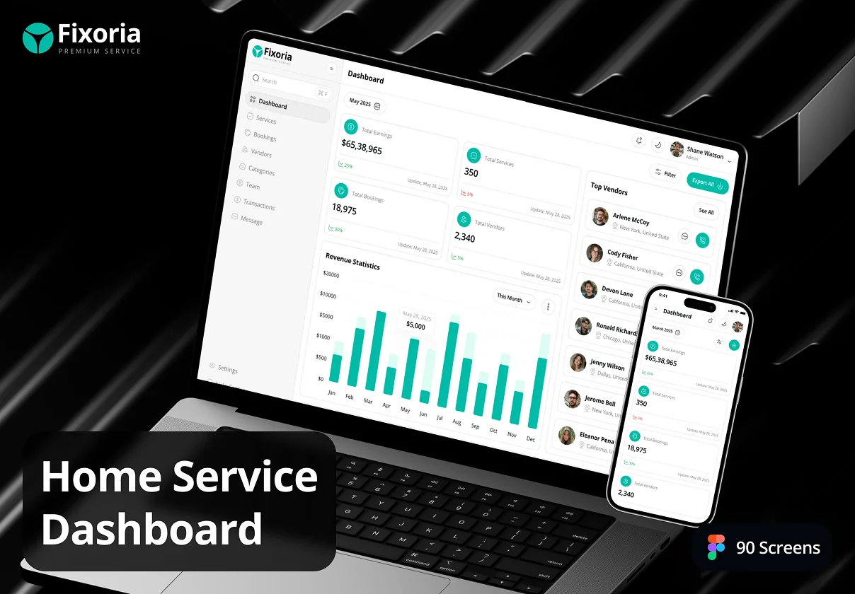 Fixoria - Home Service Dashboard Admin UI Kit