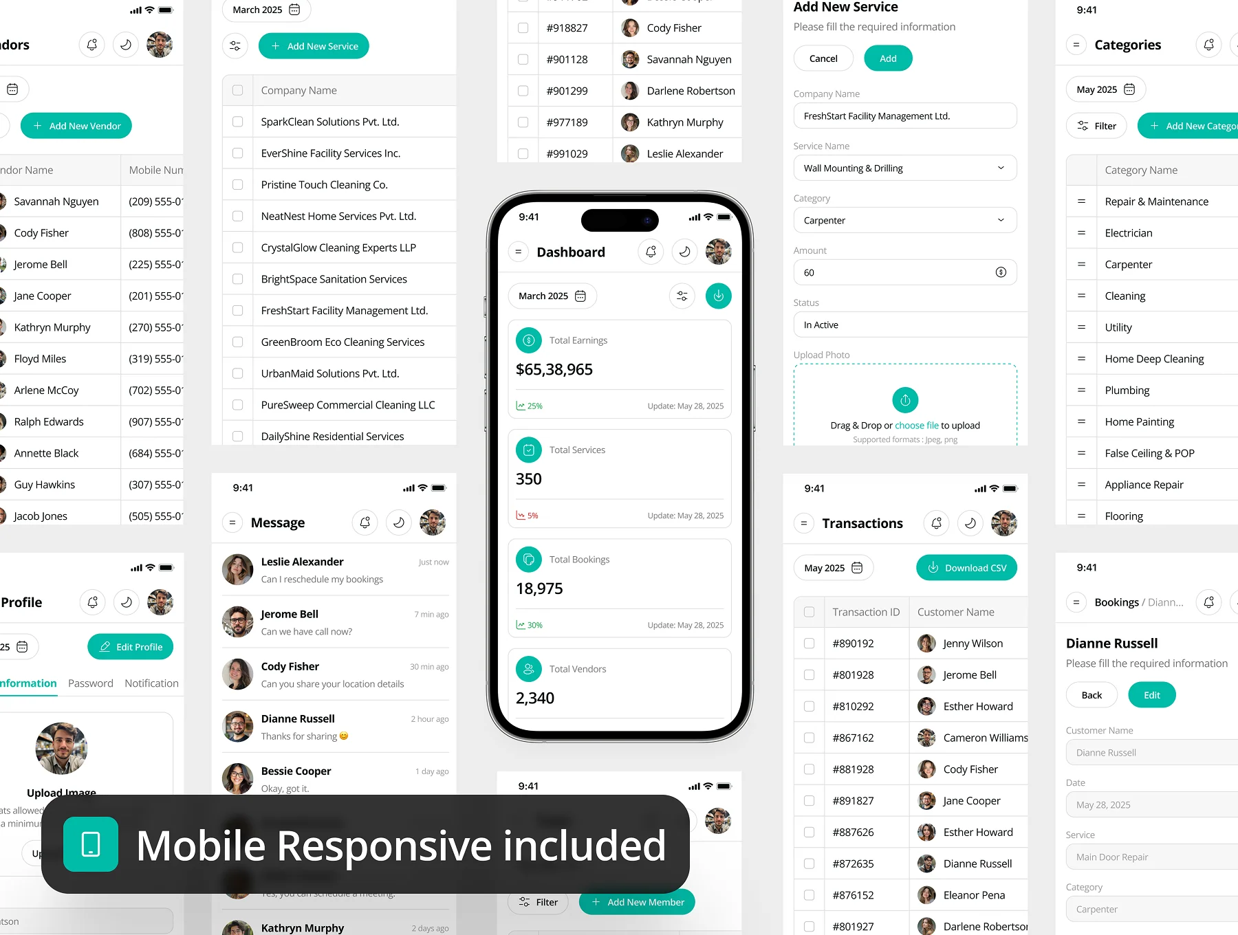 Fixoria - Home Service Dashboard Admin UI Kit 7