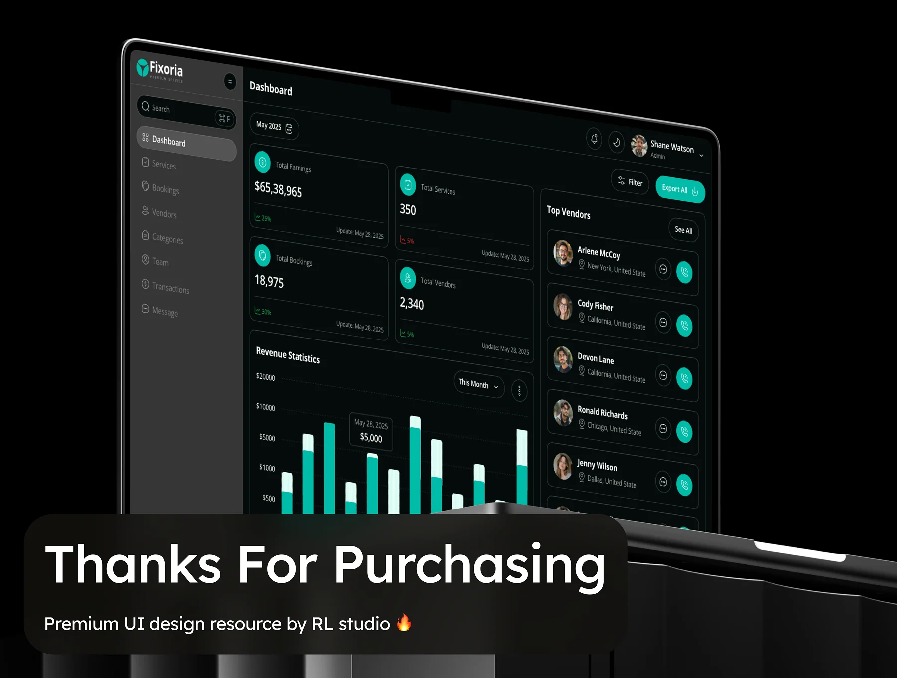 Fixoria - Home Service Dashboard Admin UI Kit 8