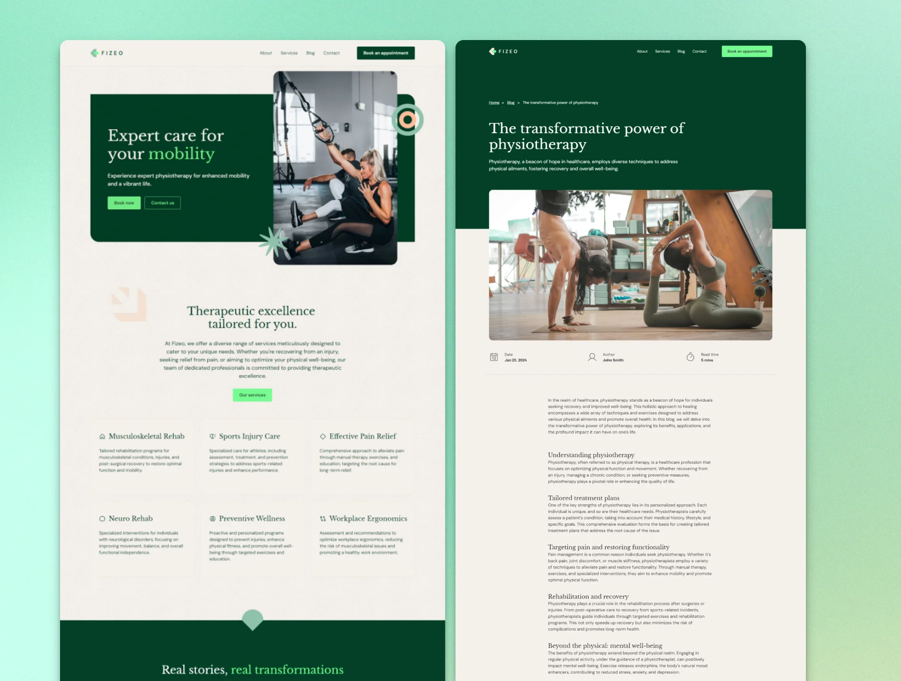 Fizeo — Physiotherapist & Health Framer Template 3